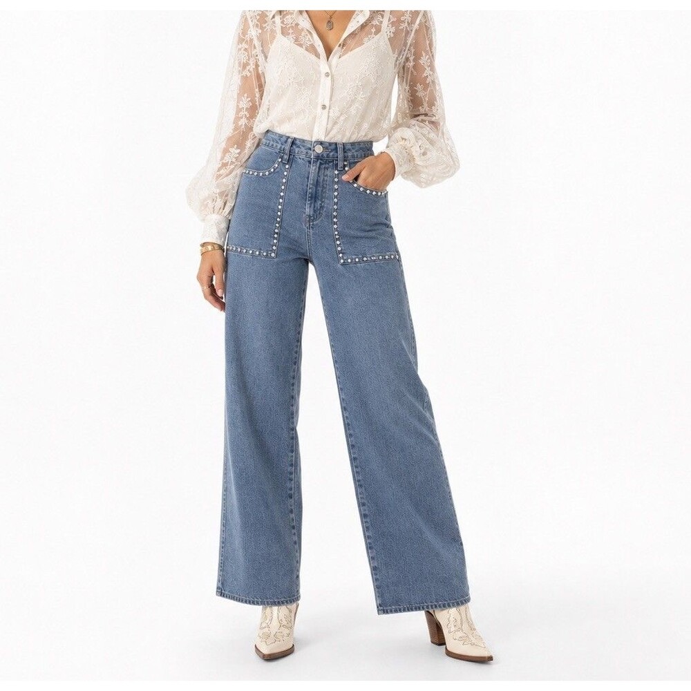 Vintage Y2K Vanilla Star Jeans Women's 26 Studded Flared Western
